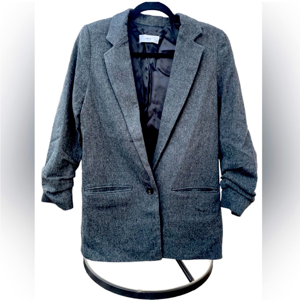 Mango Charcoal Gray Wool Blazer Jacket XS